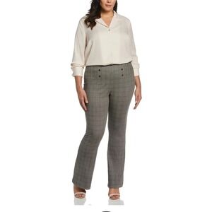 Ella Rafaella Plaid Sailor Pant 12P Grey Flare High Waist Career Preppy Academia